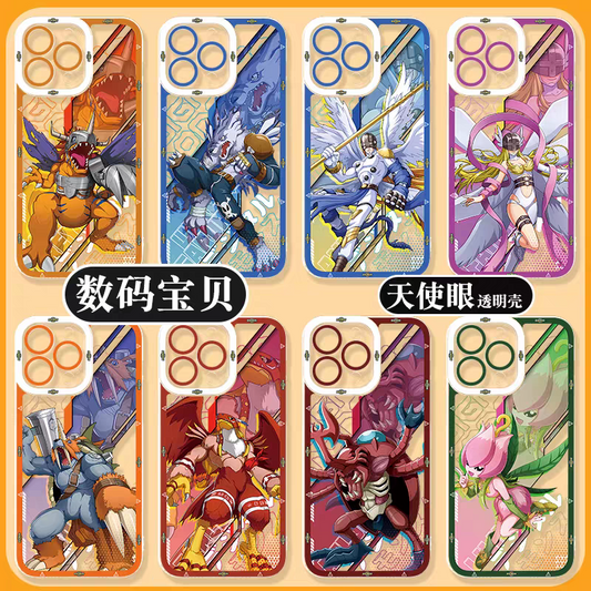 Japanese Cartoon Digimon Adventure Digital Monster Perfect Ultimate Version | Metal Greymon Were Garurumon Angemon Angewomon Zudomon Garudamon Kabuterimon Lillymon - iPhone Case PLUS SE2 XS XR X 11 12 13 14 15 16 16e 17 17e Pro Promax 12mini 13mini