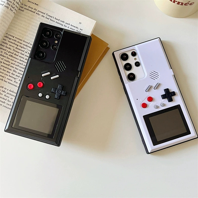 Cute Cartoon Game Consoles Phone Case | Vintage White & Black - Phone Case Samsung Galaxy S25 S24 S23 S22 S21 Ultra