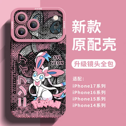 Japanese Cartoon Silicone Case Eevee Evolution Digital Background Version | Eevee Vaporeon Jolteon Flareon Espeon Umbreon Leafeon Glaceon Sylveon - iPhone Case 7 8 PLUS SE2 XS XR X 11 12 13 14 15 16 16e 17 Pro Promax 12mini 13mini