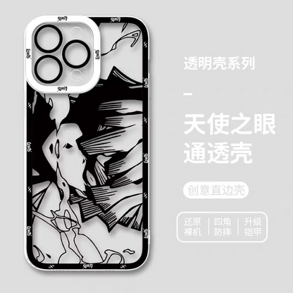 Japanese Anime Kimetsu no Yaiba Demon Slayer | White & Black Draft Style Zenitsu - iPhone Case 6 7 8 PLUS SE2 XS XR X 11 12 13 14 15 16 16e Pro Promax 12mini 13mini