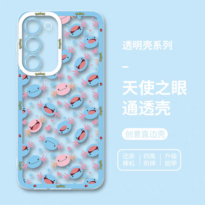 Japan Cartoon Pokemon | Full Screen Pink Blue Wooper - Phone Case Samsung Galaxy S25 S24 S23 S22 S21 FE Ultra Edge