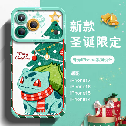 Japanese Cartoon Pokemon Silicone Case Christmas Version | Pikachu Bulbasaur Charmander Squartle Eevee Psyduck Genger Snorlax - iPhone Case 6 7 8 PLUS SE2 XS XR X 11 12 13 14 15 16 16e 17 Pro Promax 12mini 13mini