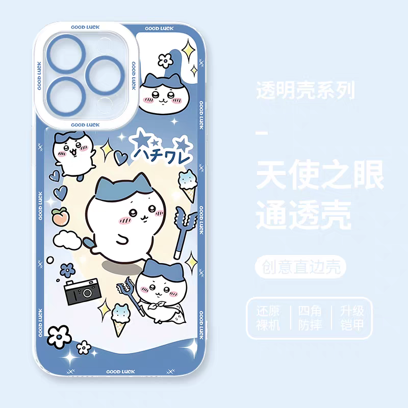 Japanese Cartoon Chiikawa | Kawaii Sweets Hachiware Blue Good Luck - iPhone Case 6 7 8 PLUS SE2 XS XR X 11 12 13 14 15 16 16e 17 Pro Promax 12mini 13mini