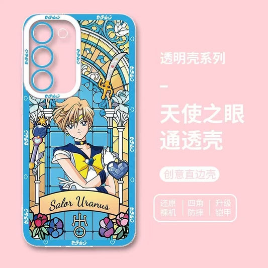 Japanese Cartoon Sailor Moon Phone Case Glass Window Style | Sailor Uranus - Phone Case Samsung Galaxy S26 S25 S24 S23 S22 S21 FE Ultra Edge