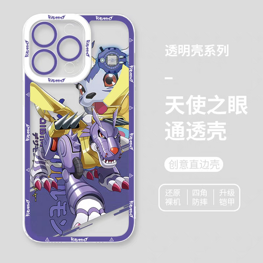 Japanese Cartoon Digimon Adventure Digital Monster Digivice Version | Metal Garurumon - iPhone Case 6 7 8 PLUS SE2 XS XR X 11 12 13 14 15 16 16e 17 Pro Promax 12mini 13mini