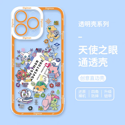 Anime Digimon Digital Monster Full Screen Colourful Verson | Icon Characters & Monster - iPhone Case 7 8 PLUS SE2 XS XR X 11 12 13 14 15 16 16e 17 Pro Promax 12mini 13mini