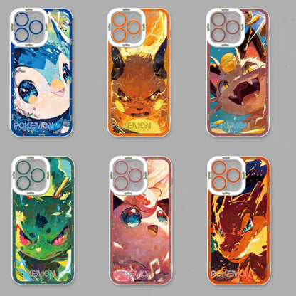 Japan Cartoon Pokemon Fighting Soul Version Part2 | Charizard Jigglypuff Bulbasaur Meowth Raichu Piplup 6 Styles - iPhone Case PLUS SE2 XS XR X 11 12 13 14 15 16 16e 17 17e 18 Pro Promax 12mini 13mini