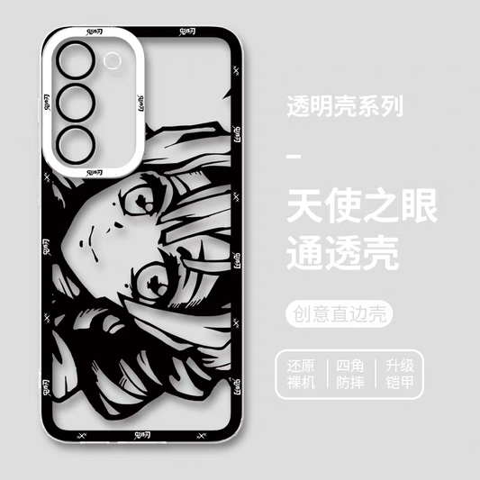 Japanese Anime Kimetsu no Yaiba Demon Slayer | White & Black Draft Style Kanroji Mitsuri - Phone Case Samsung Galaxy S25 S24 S23 S22 S21 FE Ultra Edge