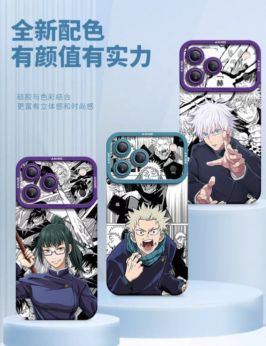 Japanese Anime Jujutsu Kaisen Silicone Case Comic Background Version | Yuji Ryomen Sukuna Toji Mahito Maki - iPhone Case PLUS SE2 XS XR X 11 12 13 14 15 16 16e 17 17e Pro Promax 12mini 13mini