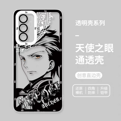 Japanese Anime Fate Stay Night Black Drawing with Colour Eyes Style | Gilgamesh Saber Mash Ishtar EMIYA Tohsaka Rin Astolfo Joan of Arc - Phone Case Samsung Galaxy S26 S25 S24 S23 S22 S21 FE Ultra Edge