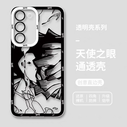 Japanese Anime Kimetsu no Yaiba Demon Slayer | White & Black Draft Style Zenitsu - Phone Case Samsung Galaxy S25 S24 S23 S22 S21 FE Ultra Edge