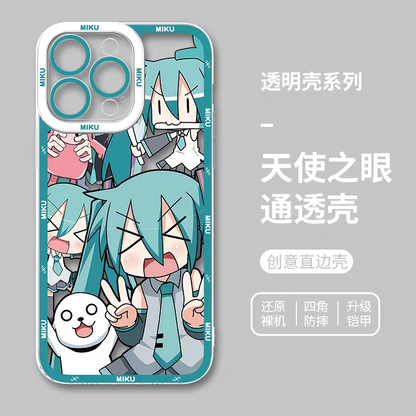 Japan Characters Miku Cute Drawing Version | Yeah with Cat - iPhone Case 7 8 PLUS SE2 XS XR X 11 12 13 14 15 16 16e 17 Pro Promax 12mini 13mini