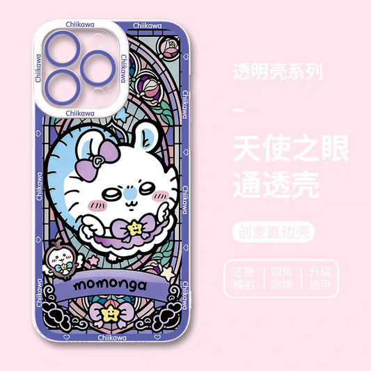 Japanese Cartoon Chiikawa Magic Girl Glass Window | Momonga - iPhone Case 6 7 8 PLUS SE2 XS XR X 11 12 13 14 15 16 16e 17 Pro Promax 12mini 13mini
