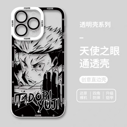 Japanese Anime Jujutsu Kaisen Black & White Drawing Style | Satoru Yuta Yuji Syomen Toji Megumi Kenjaku - iPhone Case PLUS SE2 XS XR X 11 12 13 14 15 16 16e 17 17e Pro Promax 12mini 13mini