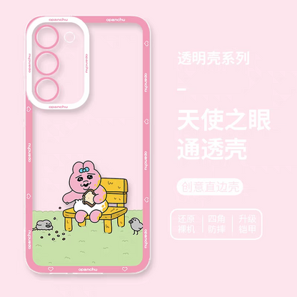 Cute Japanese Character Opanchu Usagi | Feeding Birds - Phone Case Samsung Galaxy S25 S24 S23 S22 S21 FE Ultra Edge