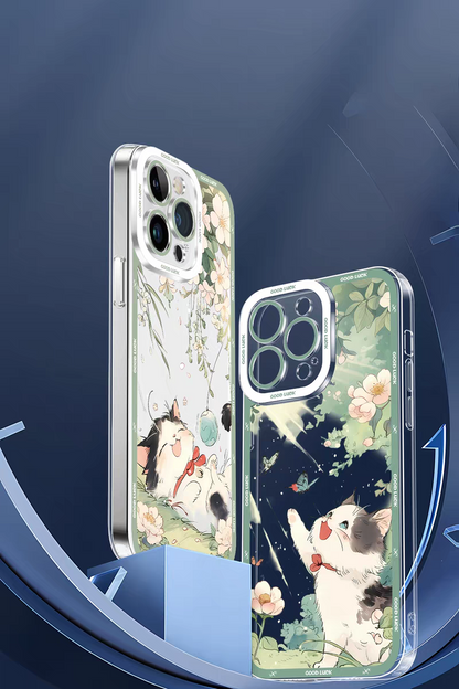 Japan Style Cute Cat Style | Relax Happy Cat Part2 Cat on Swings - iPhone Case PLUS SE2 XS XR X 11 12 13 14 15 16 16e 17 17e Pro Promax 12mini 13mini