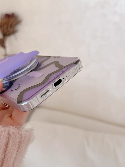 Japanese Cartoon Pokemon | Full Ditto Transparent Purple with Phone Stand - Phone Case Samsung Galaxy S25 S24 S23 S22 Ultra