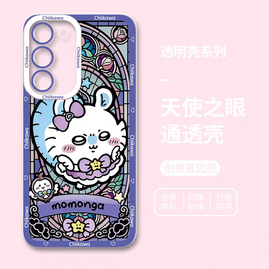 Japanese Cartoon Chiikawa Magic Girl Glass Window | Momonga - Phone Case Samsung Galaxy S25 S24 S23 S22 S21 FE Ultra Edge21 FE Ultra Edge