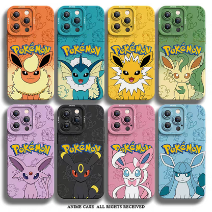 Japanese Cartoon Pokemon Silicone Case Eevee Evolution | Vaporeon - iPhone Case 6 7 8 PLUS SE2 XS XR X 11 12 13 14 15 16 16e 17 Pro Promax 12mini 13mini