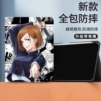 Japanese Anime Jujutsu Kaisen Comic Anime Style Protect Case with Pen Holder | Kugisaki Nobara - iPad Mini 4,5,6,7 / iPad Air / iPad Pro 2025 2024 2022 2021 2020 2018