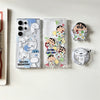 Japan Anime Magnetic Case with Phone Stand | Pajamas & Shiro Crayon Boy - Phone Case Samsung Galaxy S24 S23 S22 Ultra