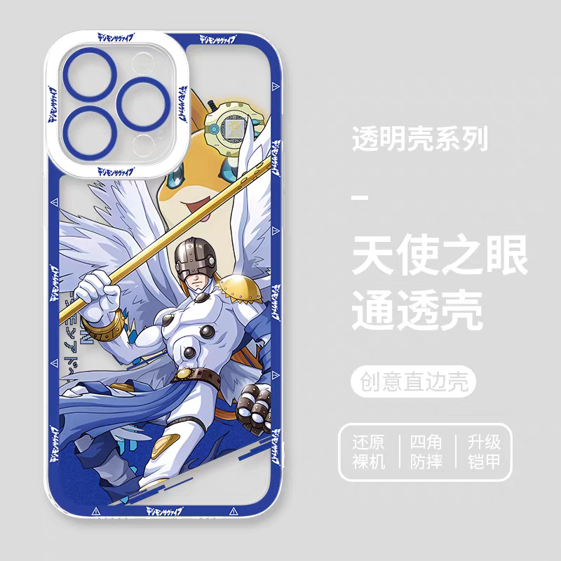Japanese Cartoon Digimon Adventure Digital Monster Digivice Version | Angemon - iPhone Case 6 7 8 PLUS SE2 XS XR X 11 12 13 14 15 16 16e 17 Pro Promax 12mini 13mini