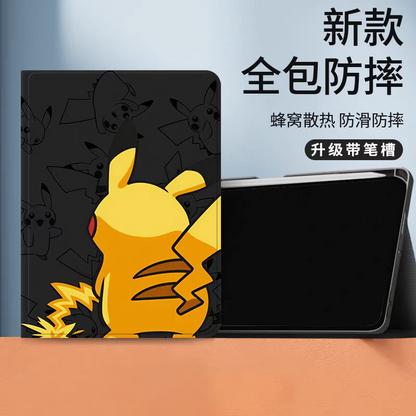 Japanese Cartoon Pokemon Protect Case with Pen Holder | Back of Pikachu Black - iPad Mini 4,5,6,7 / iPad Air / iPad Pro 2025 2024 2022 2021 2020 2018