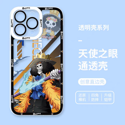 Japanese Cartoon One Piece | Brook Fighting - iPhone Case PLUS SE2 XS XR X 11 12 13 14 15 16 17 Pro Promax 12mini 13mini- Phone Case Samsung Galaxy S25 S24 S23 S22 S21 FE Ultra Edge