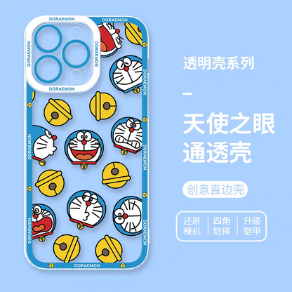 Japanese Cartoon Blue Robot Cat | Full Screen Doraemon & Bell - iPhone Case PLUS SE2 XS XR X 11 12 13 14 15 16 17 Pro Promax 12mini 13mini