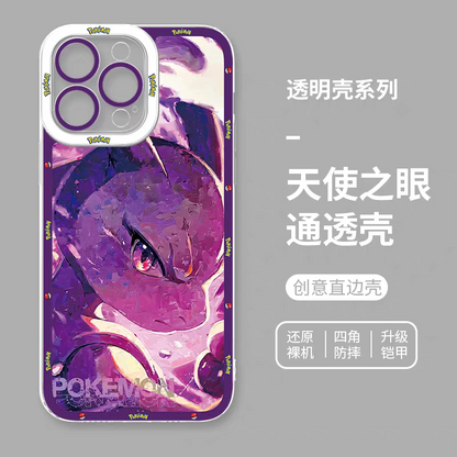 Japan Cartoon Pokemon Fighting Soul Version Part1 | Pikachu Gengar Eevee Charmander Mewtwo Squirtle Psyduck Lucario 8 Styles - iPhone Case PLUS SE2 XS XR X 11 12 13 14 15 16 16e 17 17e 18 Pro Promax 12mini 13mini