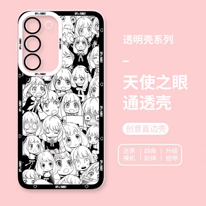 Japan Cartoon SPY Family Anya Forger | Black White Full Screen - Phone Case Samsung Galaxy S25 S24 S23 S22 S21 FE Ultra Edge