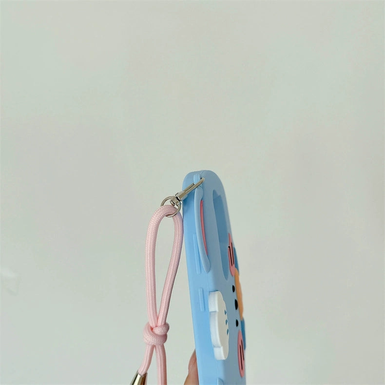 Cute Animal Silicone Phone Case | Blue Mouse with Bread  - Phone Case Samsung Galaxy S24 S23 Plus Ultra KawaiiGiftLand