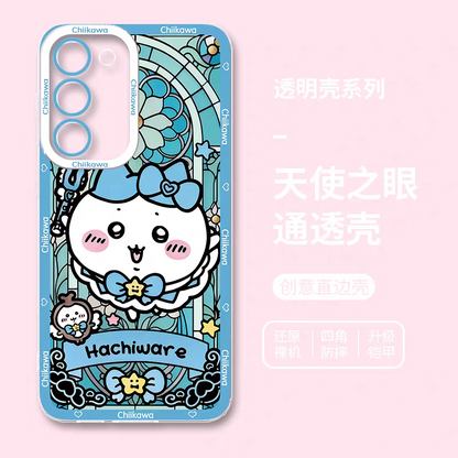 Japanese Cartoon Chiikawa Magic Girl Glass Window | Hachiware - Phone Case Samsung Galaxy S25 S24 S23 S22 S21 FE Ultra Edge21 FE Ultra Edge