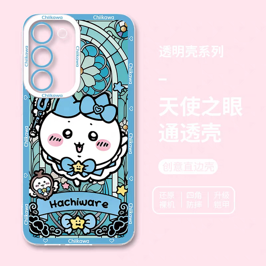Japanese Cartoon Chiikawa Magic Girl Glass Window | Hachiware - Phone Case Samsung Galaxy S25 S24 S23 S22 S21 FE Ultra Edge21 FE Ultra Edge
