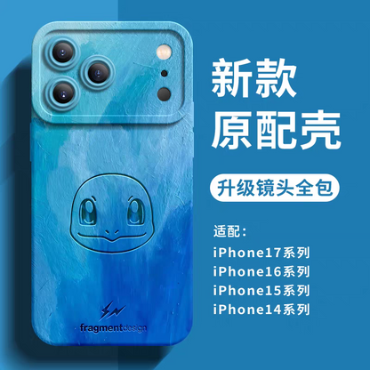Japanese Cartoon Pokemon Silicone Case Oil Print | Blue Squirtle - iPhone Case 6 7 8 PLUS SE2 XS XR X 11 12 13 14 15 16 16e 17 Pro Promax 12mini 13mini