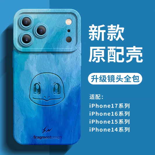 Japanese Cartoon Pokemon Silicone Case Oil Print | Blue Squirtle - iPhone Case 6 7 8 PLUS SE2 XS XR X 11 12 13 14 15 16 16e 17 Pro Promax 12mini 13mini