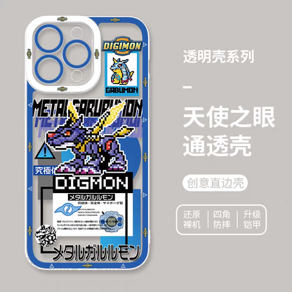 Anime Digimon Digital Monster Pixel Game Version | Metal Garurumon - iPhone Case 6 7 8 PLUS SE2 XS XR X 11 12 13 14 15 16 16e 17 Pro Promax 12mini 13mini