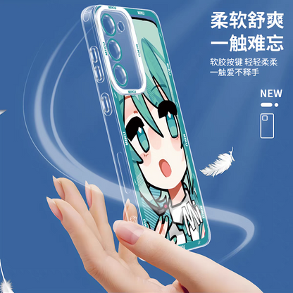 Japan Characters Miku Cute Drawing Version | Shy Emo - Phone Case Samsung Galaxy S25 S24 S23 S22 S21 FE Ultra Edge