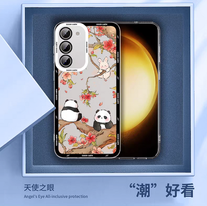 Cute Animal Panda | Panda with Flower Chinese Style - Phone Case Samsung Galaxy S25 S24 S23 S22 S21 FE Ultra Edge