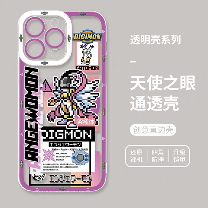 Anime Digimon Digital Monster Pixel Game Version | Angewomon - iPhone Case 6 7 8 PLUS SE2 XS XR X 11 12 13 14 15 16 16e 17 Pro Promax 12mini 13mini