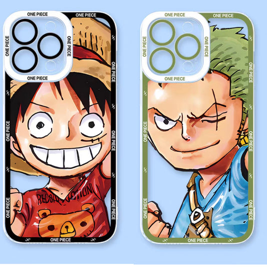 Japanese Anime One Piece Big Face Version Part2 | Luffy Zoro 2 Styles - iPhone Case PLUS SE2 XS XR X 11 12 13 14 15 16 16e 17 17e Pro Promax 12mini 13mini