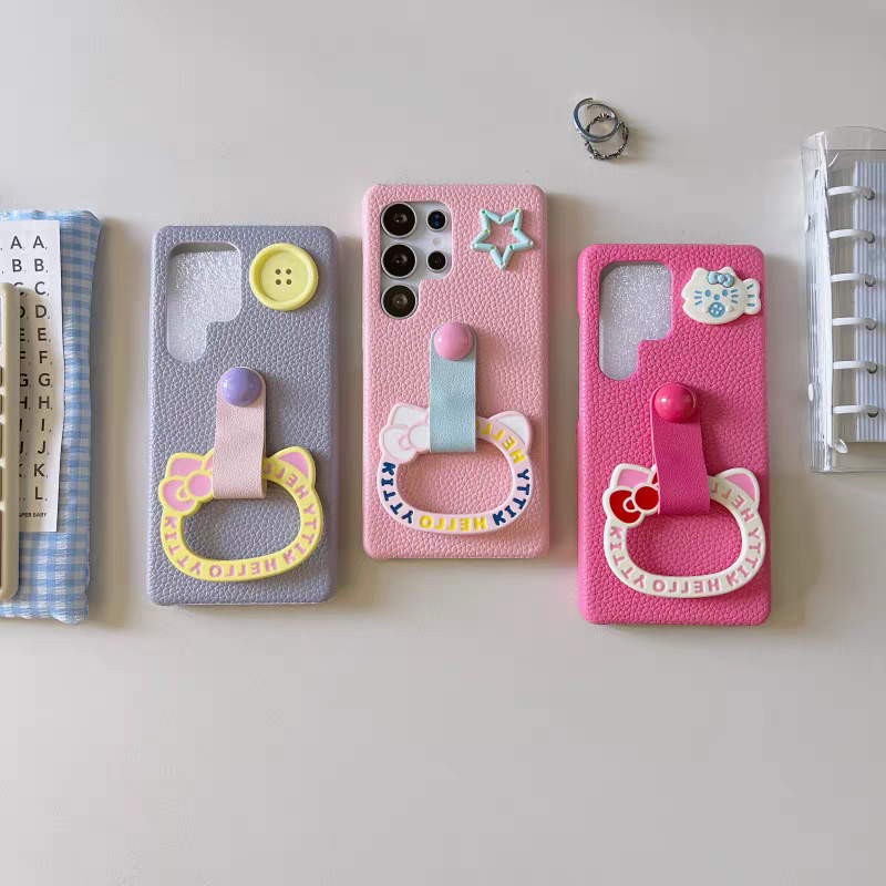 Japan Cartoon | Hello Kitty with Ring Pink Purple Hot Pink - Phone Case Samsung Galaxy S25 S24 S23 S22 S21 Plus Ultra KawaiiGiftLand