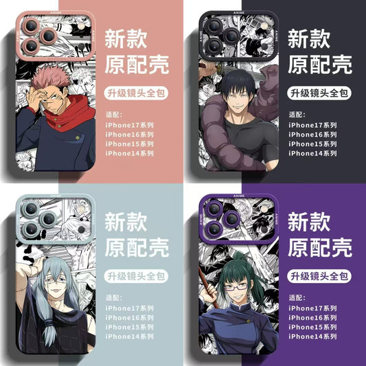 Japanese Anime Jujutsu Kaisen Silicone Case Comic Background Version | Yuji Ryomen Sukuna Toji Mahito Maki - iPhone Case PLUS SE2 XS XR X 11 12 13 14 15 16 16e 17 17e Pro Promax 12mini 13mini