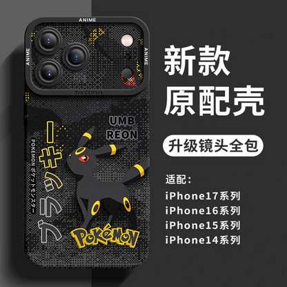 Japanese Cartoon Silicone Case Eevee Evolution Digital Background Version | Eevee Vaporeon Jolteon Flareon Espeon Umbreon Leafeon Glaceon Sylveon - iPhone Case 7 8 PLUS SE2 XS XR X 11 12 13 14 15 16 16e 17 Pro Promax 12mini 13mini