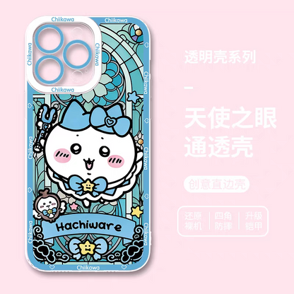 Japanese Cartoon Chiikawa Magic Girl Glass Window | Hachiware - iPhone Case 6 7 8 PLUS SE2 XS XR X 11 12 13 14 15 16 16e 17 Pro Promax 12mini 13mini