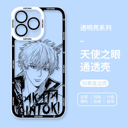 Japanese Anime Gintama Anime and Drawing Version | Part1 8 Styles Sakata Gintoki Kagura Elizabeth - iPhone Case PLUS SE2 XS XR X 11 12 13 14 15 16 16e 17 17e Pro Promax 12mini 13mini