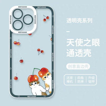 Japanese Cartoon Mofusand | Cherry Mofusand - iPhone Case 6 7 8 PLUS SE2 XS XR X 11 12 13 14 15 16 16e Pro Promax 12mini 13mini