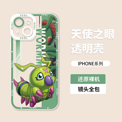 Anime Digimon Digital Monster Version | Wormmon - iPhone Case 7 8 PLUS SE2 XS XR X 11 12 13 14 15 16 17 Pro Promax 12mini 13mini