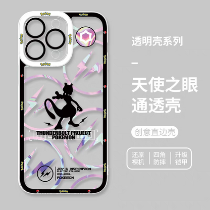 Japan Cartoon Pokemon Thunderbolt Project Version | Mewtwo - iPhone Case 6 7 8 PLUS SE2 XS XR X 11 12 13 14 15 16 16e Pro Promax 12mini 13mini