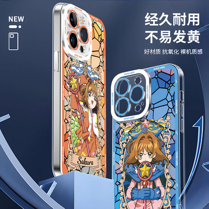 Japanese Cartoon CardCaptorSakura Glass Window | Pink Close Eyes - iPhone Case 6 7 8 PLUS SE2 XS XR X 11 12 13 14 15 16 16e 17 Pro Promax 12mini 13mini